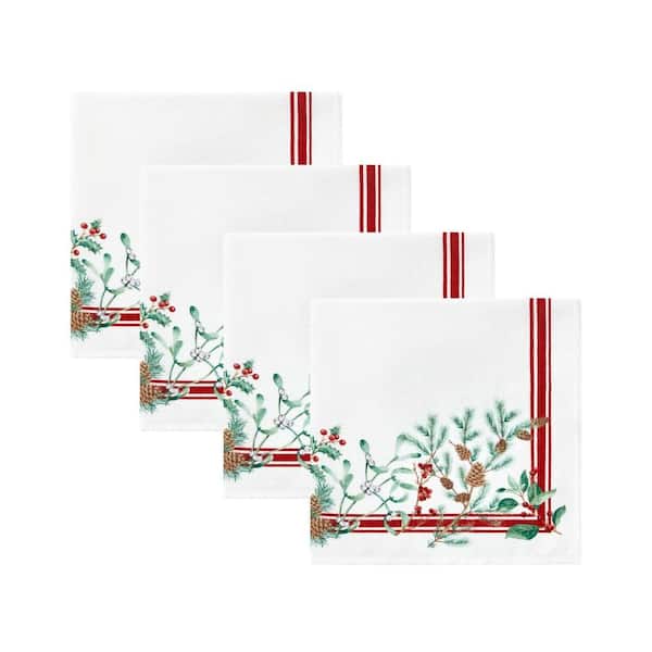 Winter Holiday Berry Fabric Napkin Set of 4, Multicolor - 17"W x 17"L