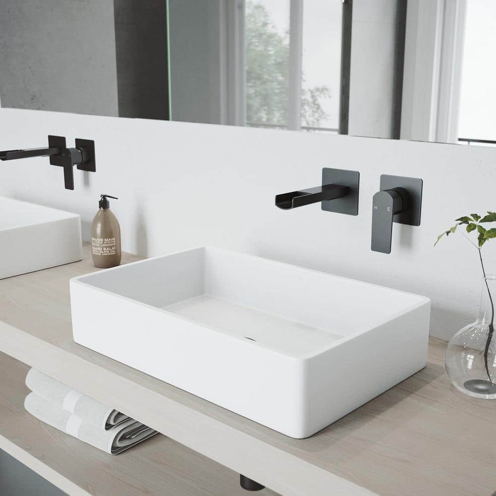 Sleek Modern 5.25" Black Brass Wall Mounted Faucet