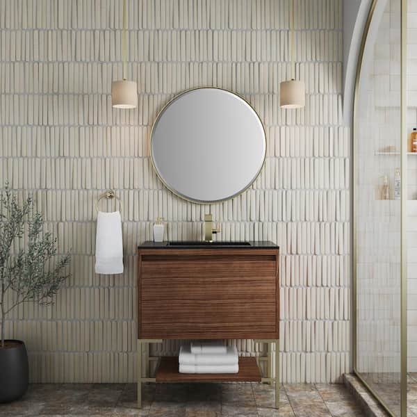 James Martin Vanities Mantova 31.5 in. W x 18.1 in. D x 35.4 in. H Single Bath Vanity Cabinet without Top in Mid-Century Walnut