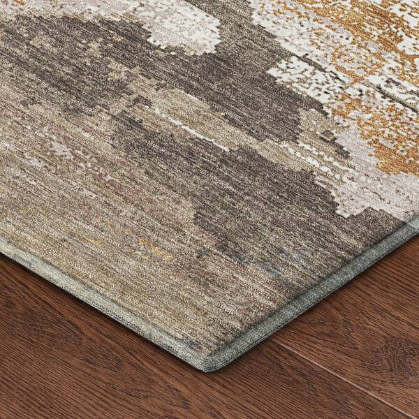 Mayfield Premium Machine Washable Abstract AMF2434 Brown 10 ft. x 14 ft. Area Rug