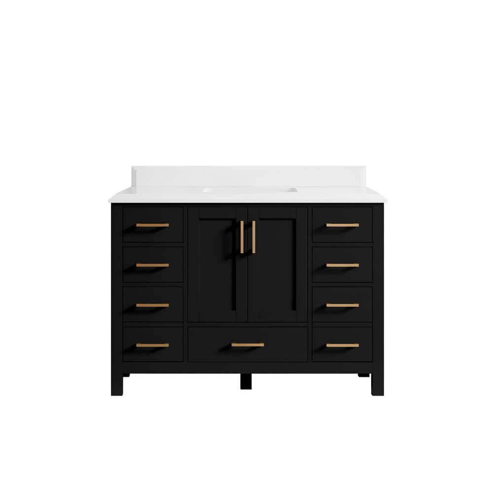 Malibu 48 in. W x 22 in. D x 36 in. H Single Sink Bath Vanity in Black with 1.5 in. White Qt. Top price history on PriceWatchPro