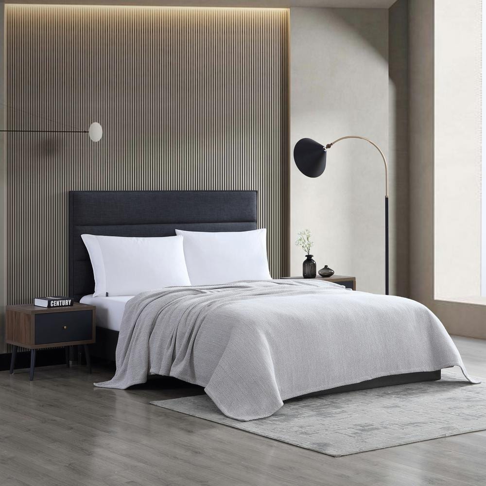 King Grey Cotton Reversible Chenille Blanket