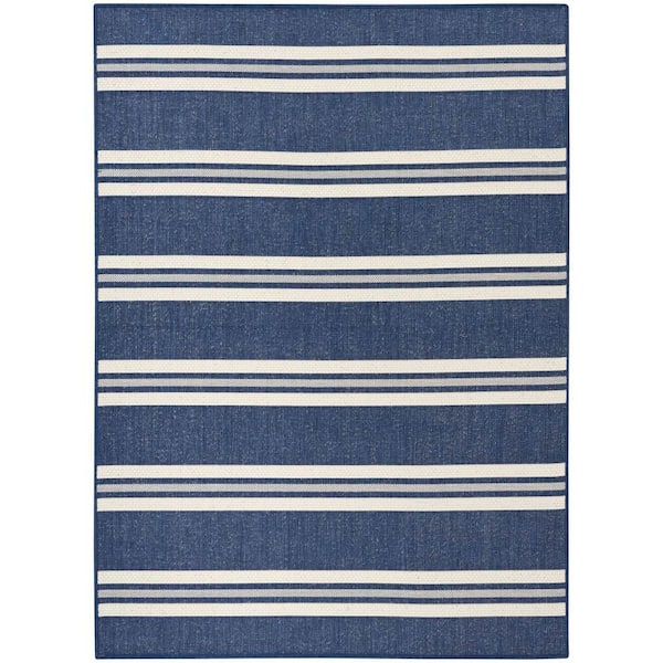 Horizon Indoor/Outdoor Navy 6 ft. x 9 ft. Stripes Contemporary Area Rug