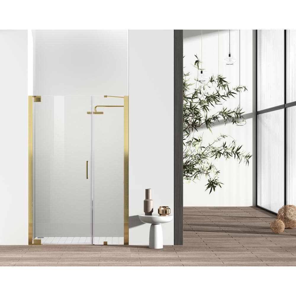 Simply Living 48 in. W x 72 in. H Semi-Frameless Hinged Shower Door in Brus