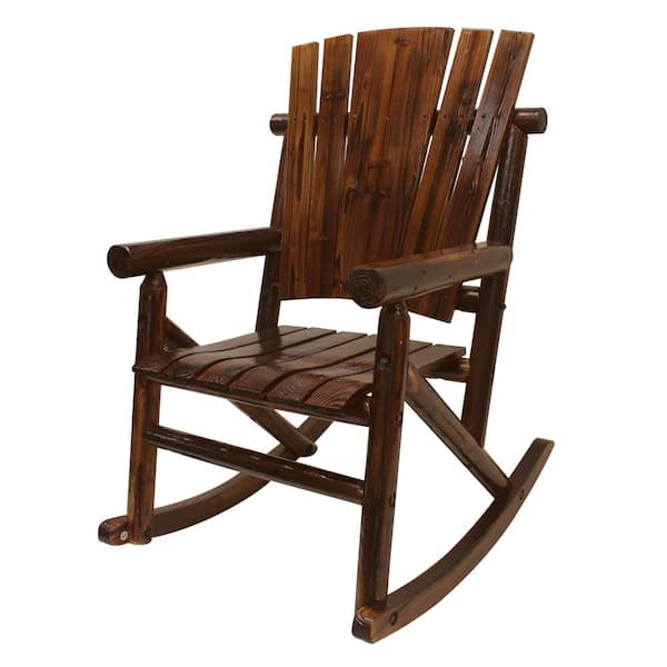 Leigh Country Char Log Wood Outdoor Rocking Chair Plain Back Tx 93859 The Home Depot - Char Log Patio Furniture