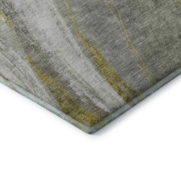 Mayfield Premium Machine Washable Abstract AMF2036 Aloe 2 ft. x 7 ft. Runner Rug