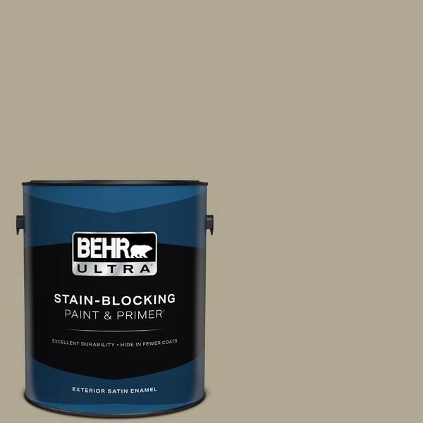 BEHR ULTRA 1 gal. #BXC-22 Field Khaki Satin Enamel Exterior Paint & Primer