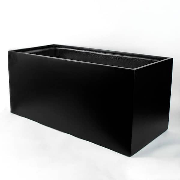 Vasesource Carlo 20 in. x 20 in. x 47 in. Black Fiberglass Rectangular Planter