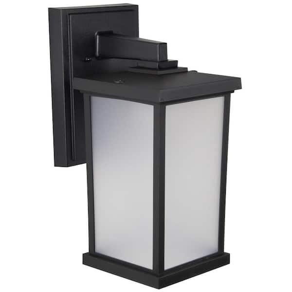 SOLUS 14.4 in. x 6.4 in. Black LED Square Composite Outdoor Wall Lantern Sconce with 4000K LED Lamp with Frost Acrylic Lens