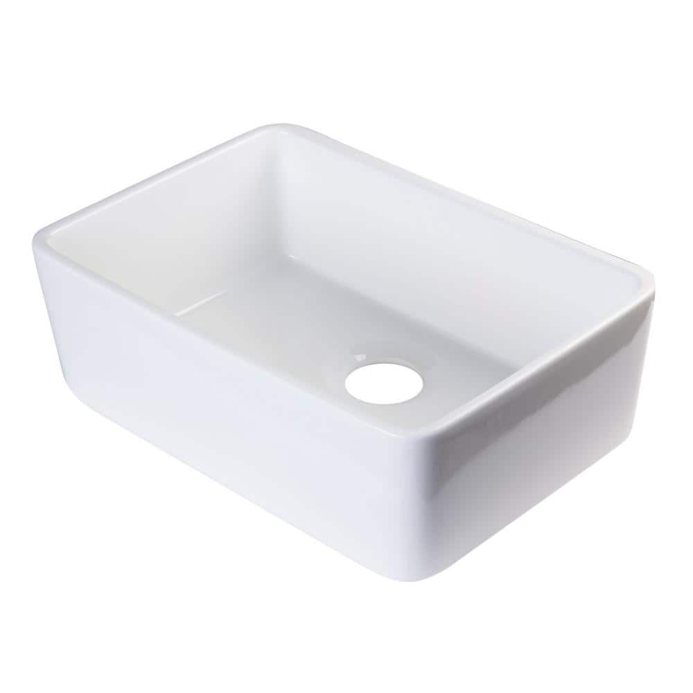 White Fireclay Undermount Single Bowl Kitchen Sink