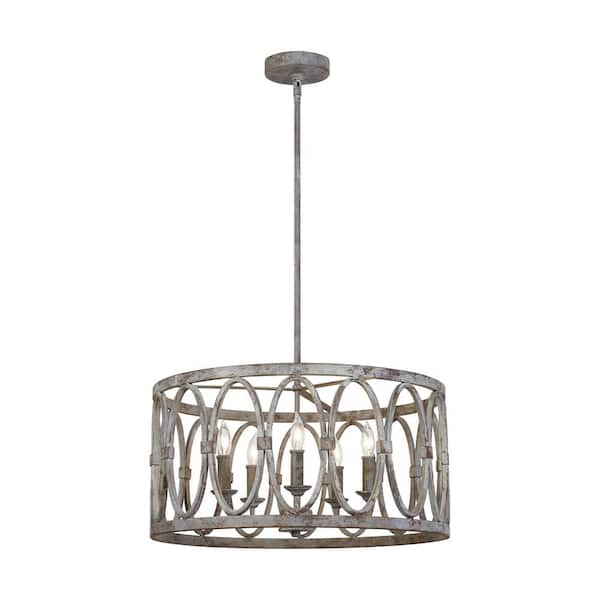 Feiss Patrice 5 Light Deep Abyss Rustic Farmhouse Hanging Drum Candlestick Chandelier With Open Oval Cage Shade F3222 5da The Home Depot