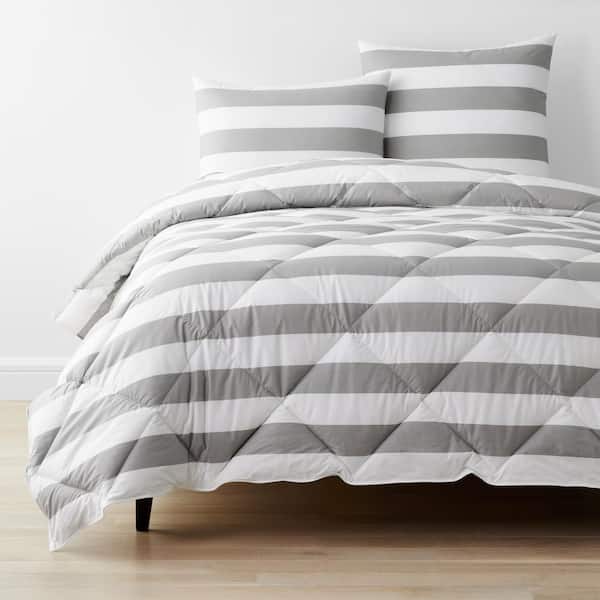 The Company Store Company Essentials Awning Stripe Gray/White Full Cotton Comforter