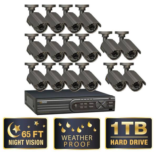 Q-SEE Advanced Series 16-CH 1TB HDD Surveillance System with (16) 450 TVL Cameras 65 ft. Night Vision-DISCONTINUED