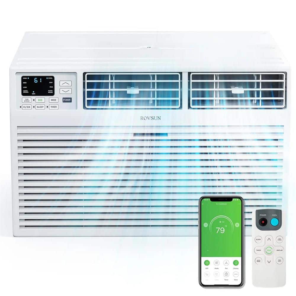 12,000 BTU (DOE) 115 Volts WIFI Through-the-Wall Air Conditioner 550 sq. ft. with Remote in White -  ROVSUN, K2G46001009