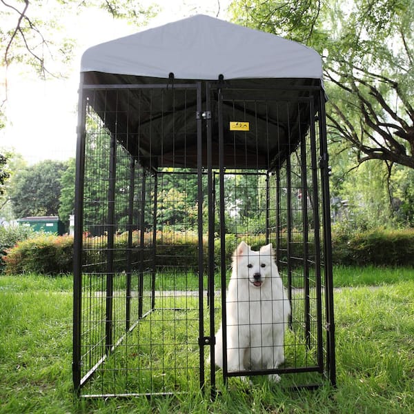 COZIWOW CW12R0479 6.9 ft. x 3.3 ft. x 5.6 ft. Metal Dog Pet Kennel Cage Pen with Roof Canopy Weatherproof - 2