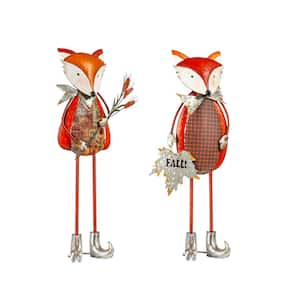 Fall Fox Metal Statuary (Pack of 2)