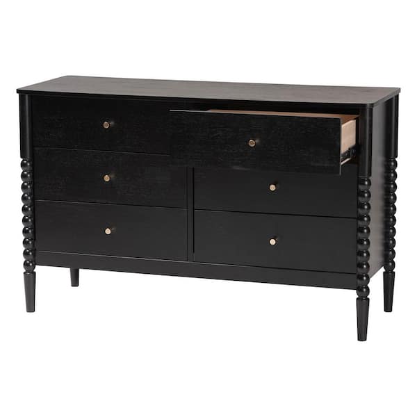 Baxton Studio Lucera Black 6-Drawer 49.8 in. Dresser 257-14128-HD
