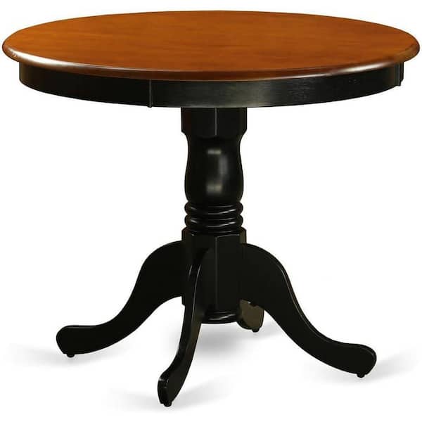 5-Piece Round Black Finish Solid Wood Top Dining table with 4 Chairs with Lattice Back