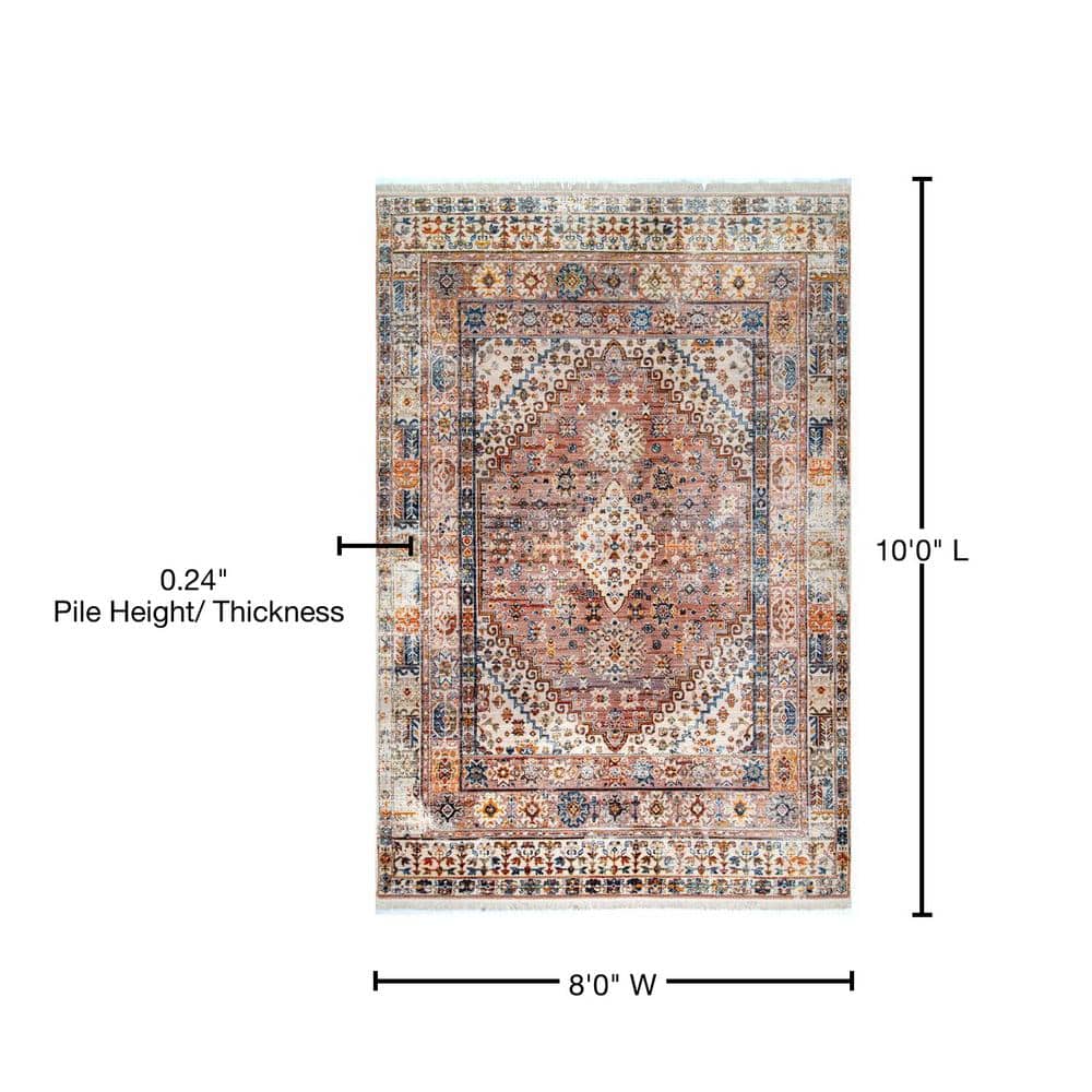 Vintage Khaki Medallion 8' x 10' Synthetic Area Rug