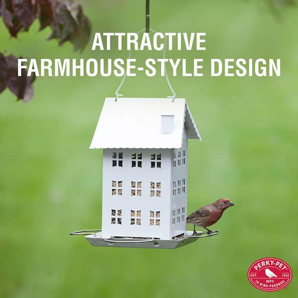 White Farmhouse Hanging Bird Feeder - 2.8 lb. Capacity