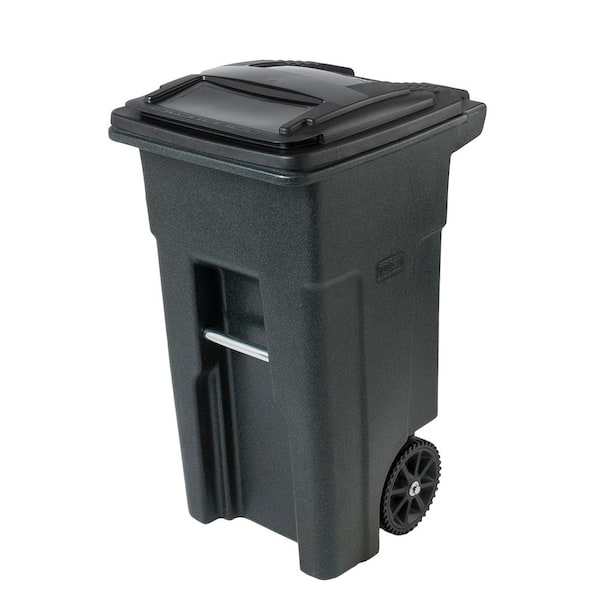 Toter 32 Gal. Greenstone Outdoor Trash Can with Wheels and Attached Lid