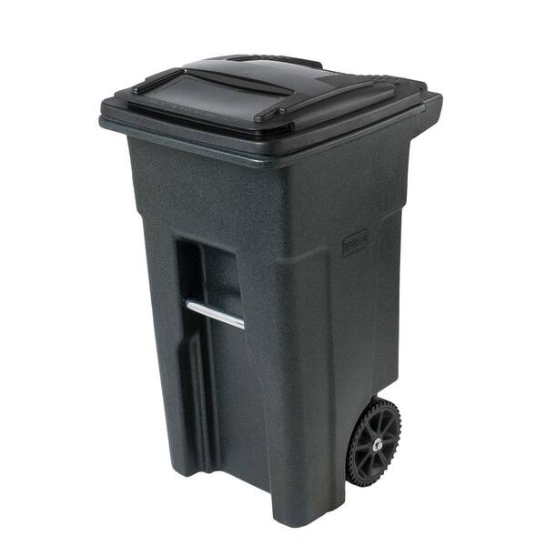 Toter 32 Gal. Greenstone Outdoor Trash Can with Wheels and Attached Lid ...