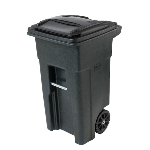 Toter 32 Gal. Greenstone Trash Can with Wheels and Attached Lid