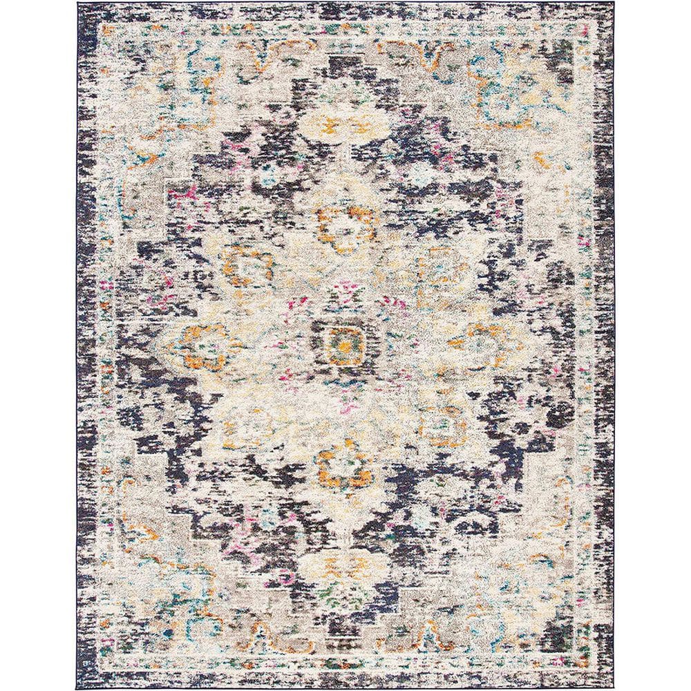 Black 8 ft. x 10 ft. Oriental Indoor Polypropylene Area Rug