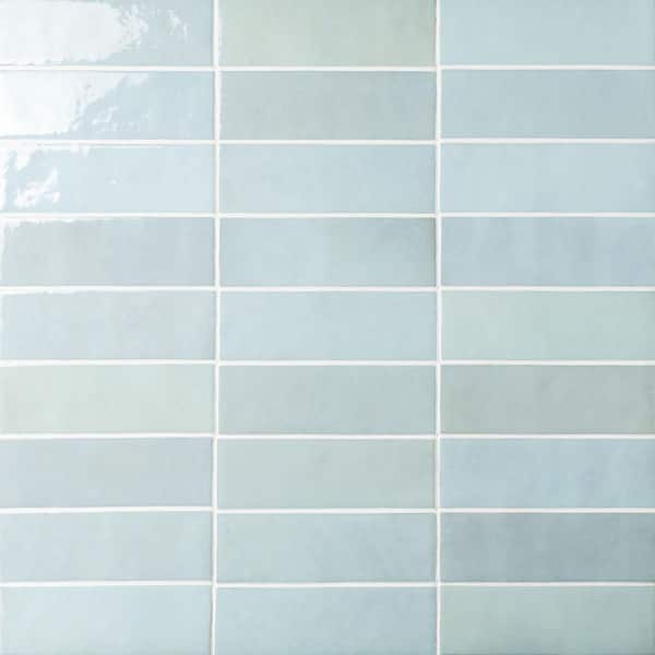 Cloe Subway Glossy Baby Blue 2.5 in. x 8 in. Handmade-Look Ceramic Wall Tile (10.64 sq. ft./Case)