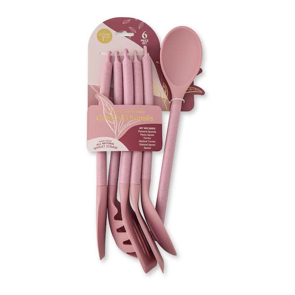Pink 6 Pieces Wheat Stalk Utensil Set
