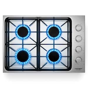 30 in. 4-Burners Gas Cooktop Built-in Stovetop Stainless Steel Burner Grate in Silver with 4-Sealed Burners