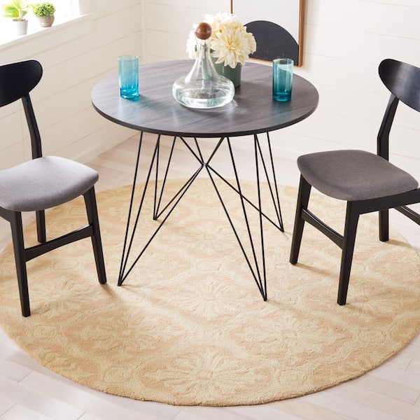 Easy Care 6 ft. x 6 ft. Round Creme Oversized Trellis Area Rug