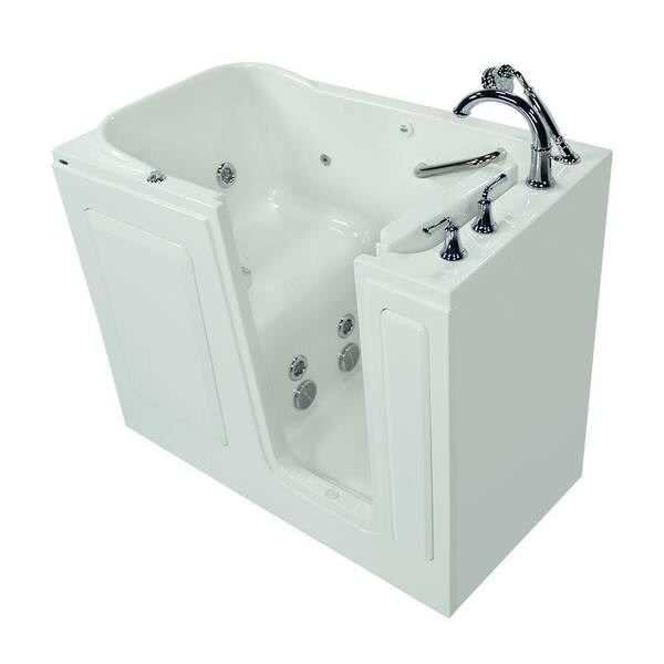 American Standard Gelcoat 4 ft. Walk-In Whirlpool Tub with Right-Hand Quick Drain and Cadet Right-Height Toilet in White