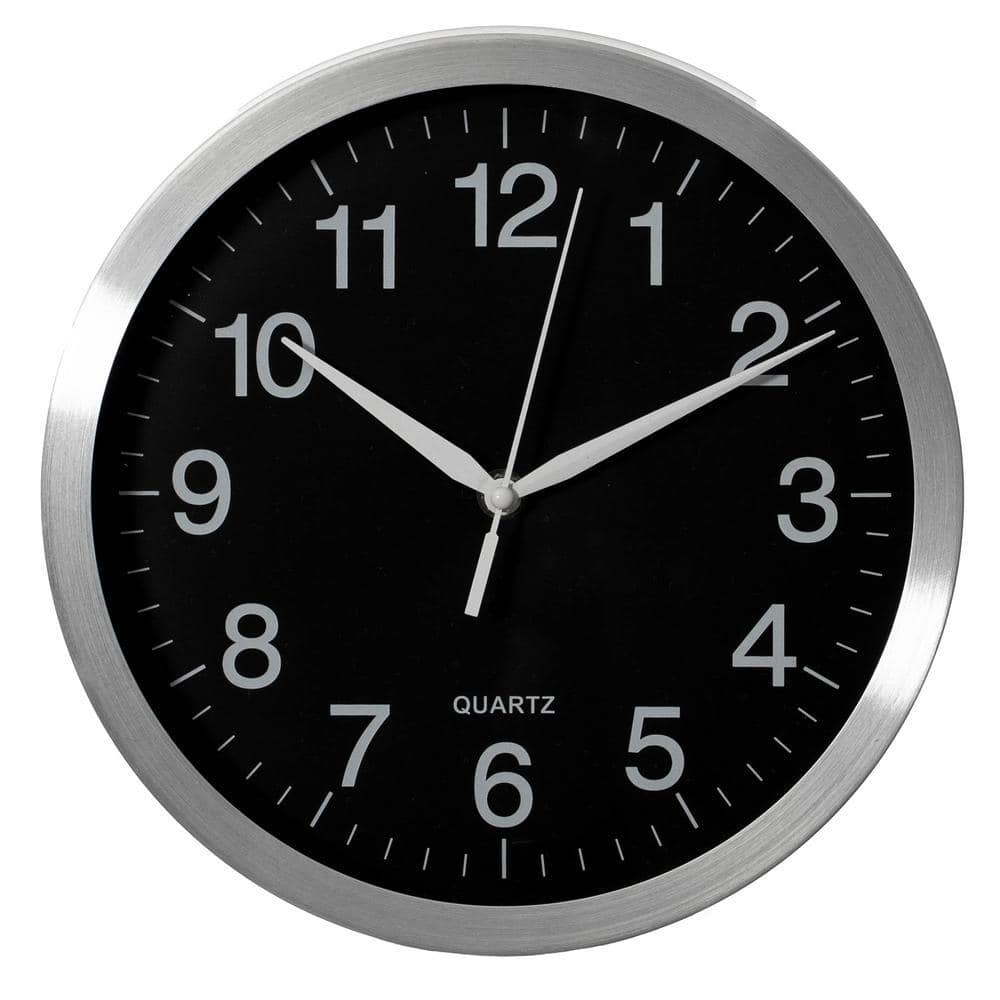 置時計10 CLOCKSWISE 10 in. Round Quartz Wall Clock Non-Ticking Battery
