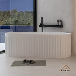67 in. Solid Surface Composite Striped retro Flatbottom Non-whirlpool Bathtub in White Home Depot Bathtubs