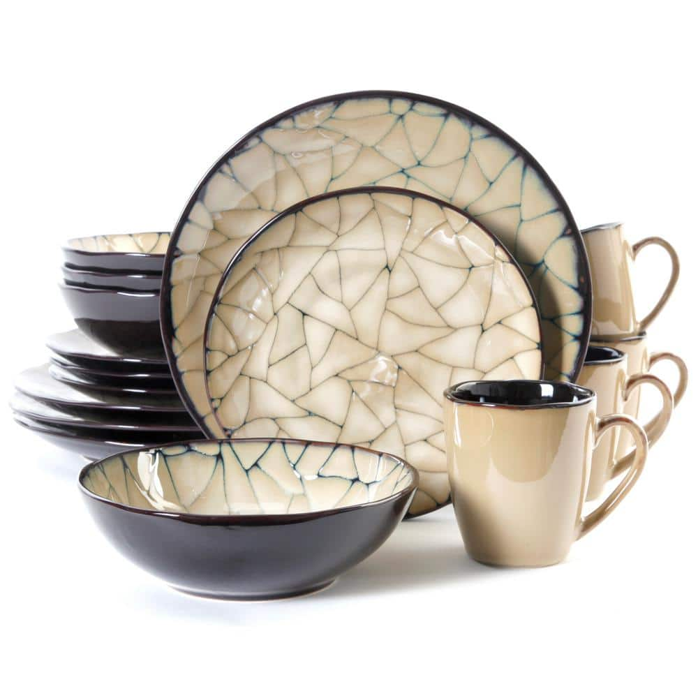 UPC 085081957269 product image for GIBSON elite Zambezi 16-Piece Modern Black with Beige Ceramic Dinnerware Set (Se | upcitemdb.com