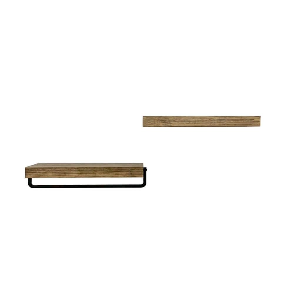 True Floating 5.5 in. x 17 in. x 3.5 in. Dark Walnut Pine Floating Decorati