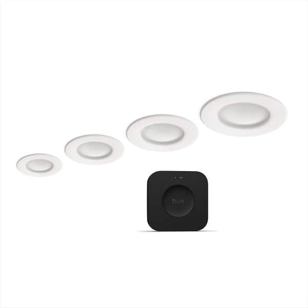 5 in. / 6 in. LED Smart Color Changing Recessed High Lumen Downlight with Bluetooth Starter Kit (4-Pack and Hue Bridge)