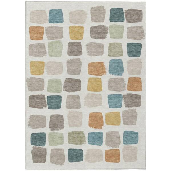 Chantille Machine Washable Indoor/Outdoor Abstract ACN2501 Ivory 8 ft. x 10 ft. Area Rug