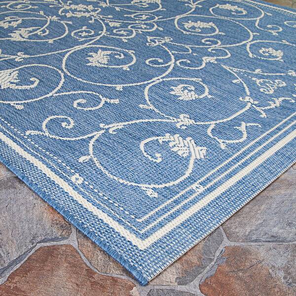 Couristan Recife Veranda Champagne-Blue 7 ft. x 6 in. x 7 ft. 6 in. Square  Indoor/Outdoor Area Rug 15831212076076Q - The Home Depot