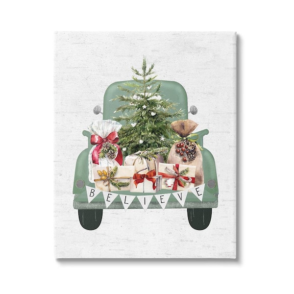 Stupell Industries Christmas Gift Pickup by Lettered and Lined 1-Piece Unframed Graphic Print Travel Poster Art Print 40 in. x 30 in.