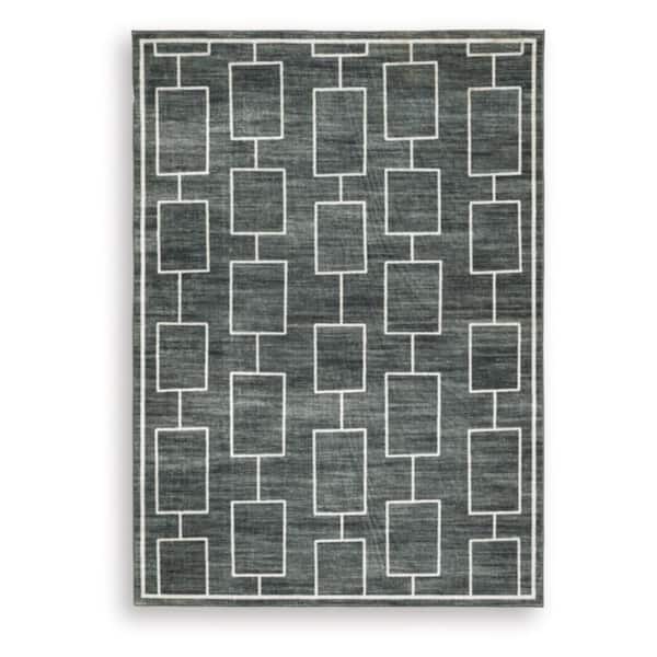 Elderland 5 ft. x  7 ft. Dark Gray/White Geometric Washable Area Rug