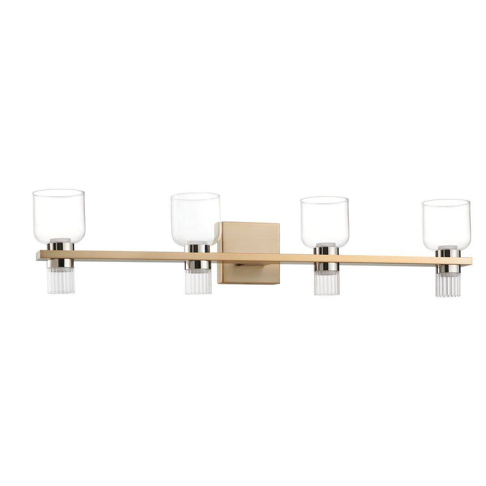 Amelia 34-inch 8-light Champagne Gold and Polished Nickel 5CCT LED Vanity Light with Clear and Clear Ribbed Glass price history on PriceWatchPro
