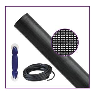36 in. x 84 in. Charcoal Polyester Pet Resistant All-In-One Screen Repair Kit for Windows and Door