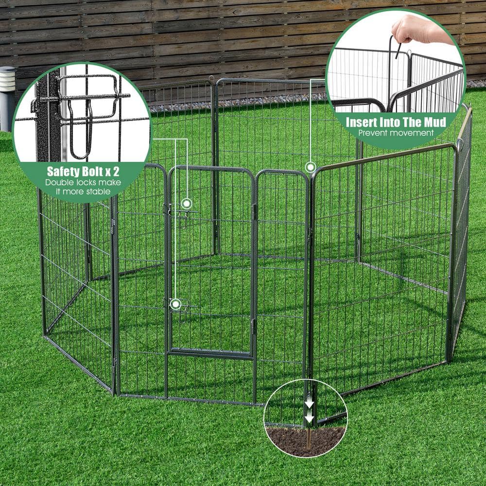 Heavy Duty Black Metal 40" Pet Playpen with Door