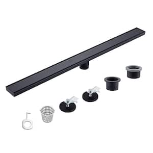 36 in. Stainless Steel Linear Shower Drain with Tile-in Cover in Matte Black