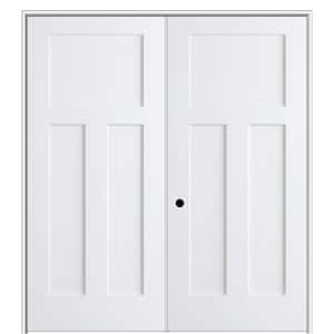 Shaker Flat Panel 36 in. x 80 in. Right Hand Solid Core Primed Composite Double Prehung French Door with 4-9/16 in. Jamb