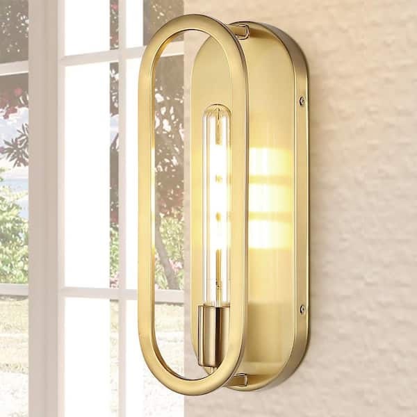 JONATHAN Y Emilia 4.75 in. 1-Light Brass Gold Modern Bohemian Iron LED Sconce