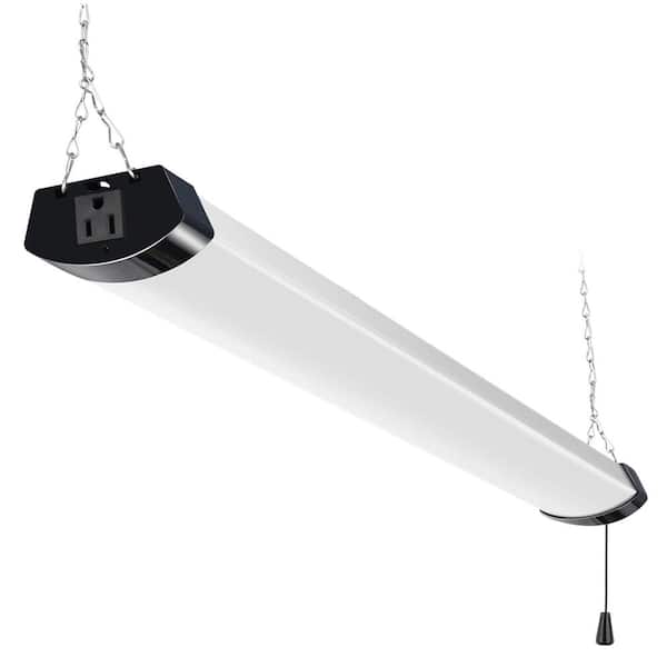 4 ft. Black LED Shop Light, 120-Watt, 13000lm, 5000K Daylight, Linkable, Hanging or Flush Mount, for Garage, Workshop