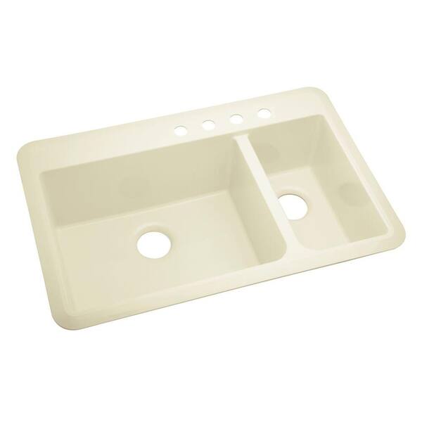 STERLING Slope Vikrell 33x22x9 4 Hole Offset Sink in Biscuit
